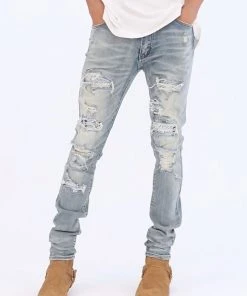 Mnml X201 Rhinestone Skinny Denim - Blue