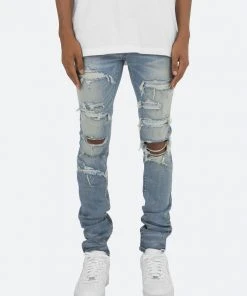 Mnml X201 Rhinestone Skinny Denim - Blue