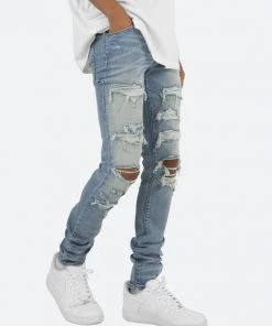 Mnml X201 Rhinestone Skinny Denim - Blue