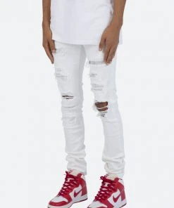 Mnml X201 Rhinestone Skinny Denim - White