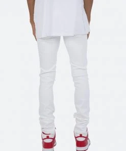 Mnml X201 Rhinestone Skinny Denim - White