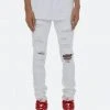 Mnml X201 Rhinestone Skinny Denim - White