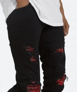 Mnml X285 Moto Skinny Denim - Black/Red