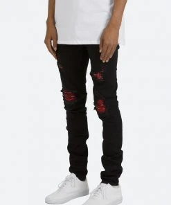 Mnml X285 Moto Skinny Denim - Black/Red