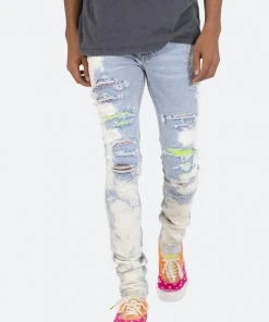 Mnml X Skinny Denim X409 Rhinestone Skinny Denim - Blue