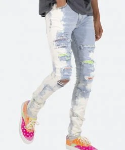 Mnml X Skinny Denim X409 Rhinestone Skinny Denim - Blue