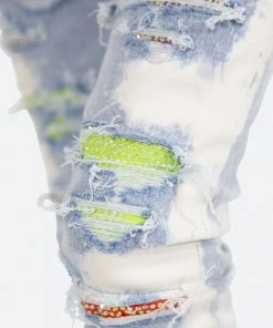 Mnml X Skinny Denim X409 Rhinestone Skinny Denim - Blue