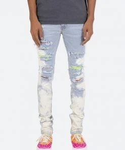 Mnml X Skinny Denim X409 Rhinestone Skinny Denim - Blue