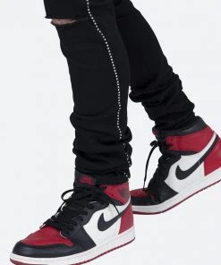 Mnml X457 Rhinestone Skinny Denim - Black