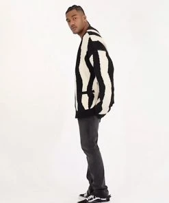 Mnml Zebra Cardigan - Black/Natural