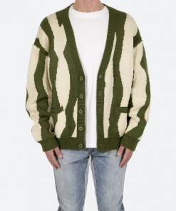 Mnml Outerwear Zebra Cardigan - Green/White