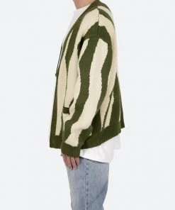 Mnml Outerwear Zebra Cardigan - Green/White
